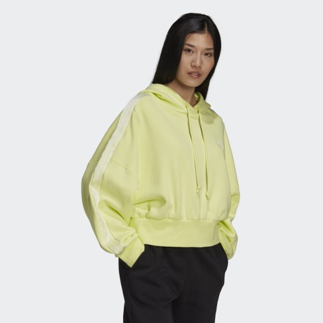 Adidas Adicolor Classics Sudadera Corta Con Capucha Y Cinta Satinada Amarilla