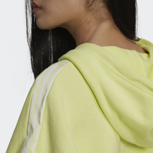 Adidas Adicolor Classics Sudadera Corta Con Capucha Y Cinta Satinada Amarilla