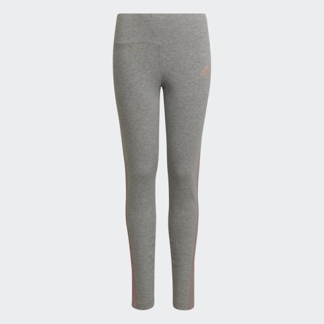 Leggings Adidas De Algodón Con 3 Rayas En Gris Medio