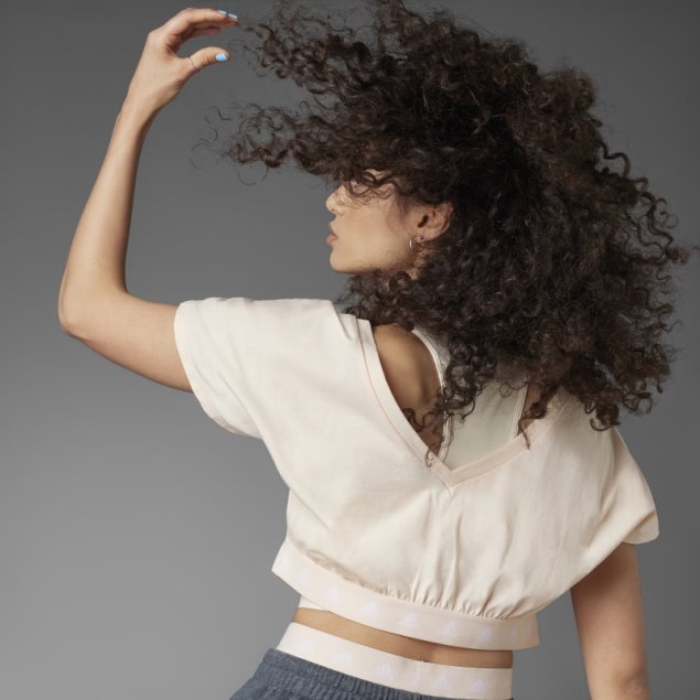 Camiseta Adidas Hyperglam Cropped Algodon Naranja