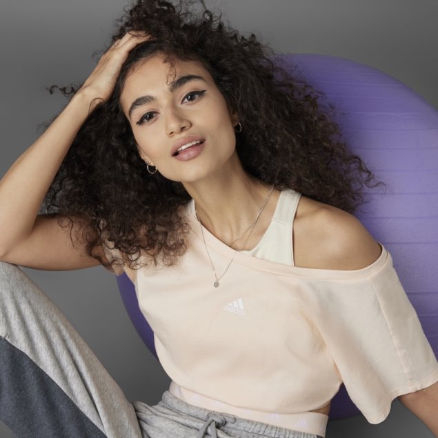 Camiseta Adidas Hyperglam Cropped Algodon Naranja