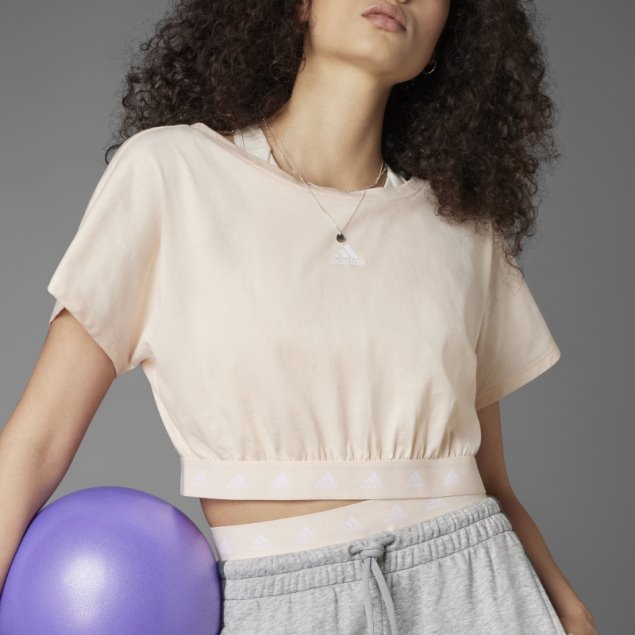 Camiseta Adidas Hyperglam Cropped Algodon Naranja