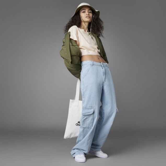 Camiseta Adidas Hyperglam Cropped Algodon Naranja