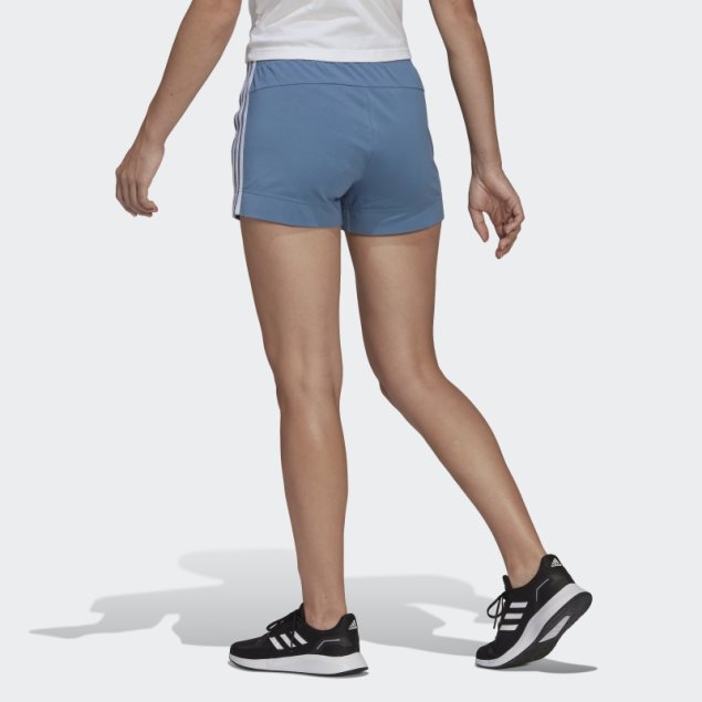 Adidas Shorts Azules Essentials Ajustados Con 3 Rayas