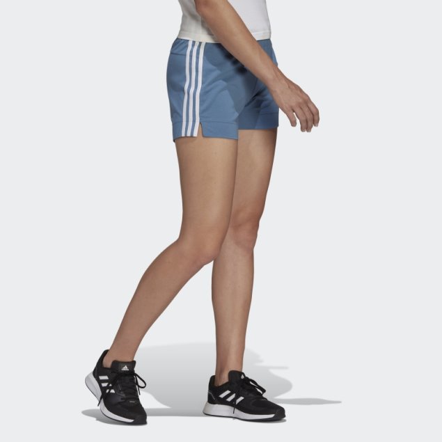 Adidas Shorts Azules Essentials Ajustados Con 3 Rayas