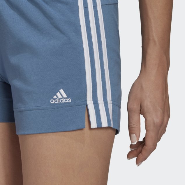 Adidas Shorts Azules Essentials Ajustados Con 3 Rayas