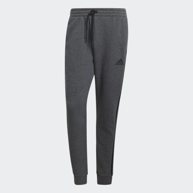 Joggers Essentials De Polar Con Puños Cónicos Y 3 Rayas Gris Oscuro Jaspeado Adidas