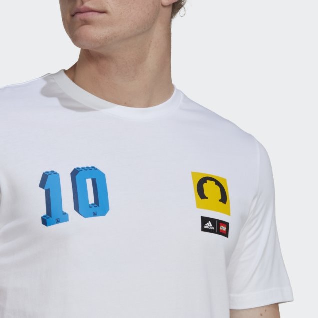 Blanco Adidas X Lego Camiseta De Fútbol Con Gráfico De Moda