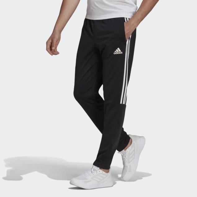 Negro Adidas Aeroready Sereno Pantalones Ajustados De Corte Cónico Con 3 Rayas
