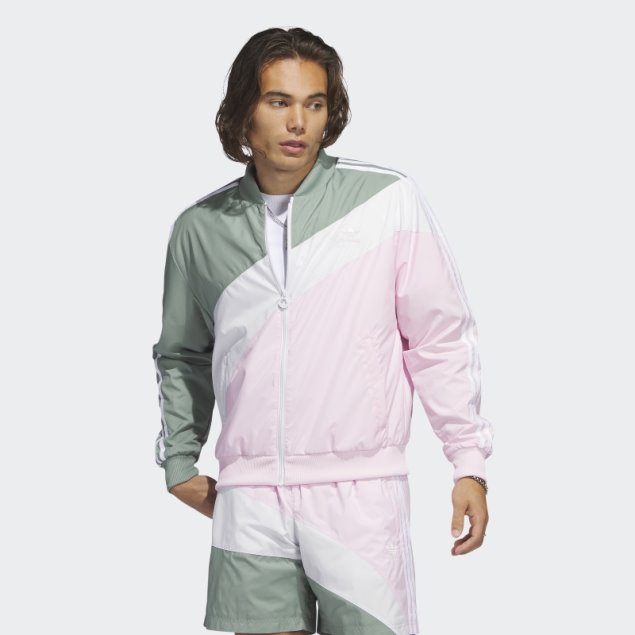 Chaqueta De Chándal Tejida Con Remolino Adidas Plata Verde