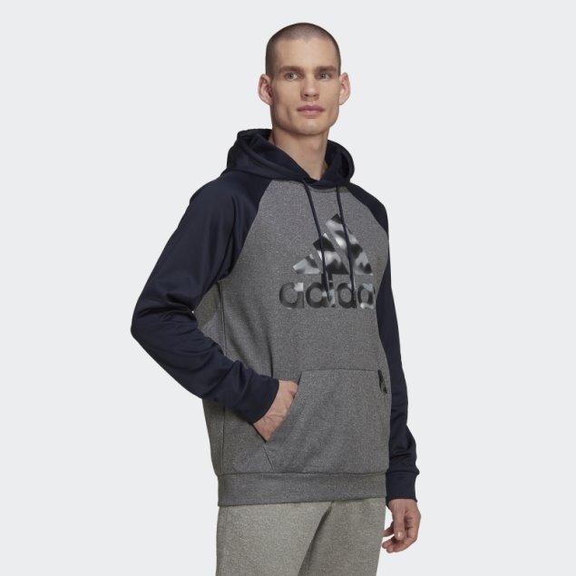 Gris Adidas Aeroready Game And Go Sudadera Con Capucha Y Logo Camuflado