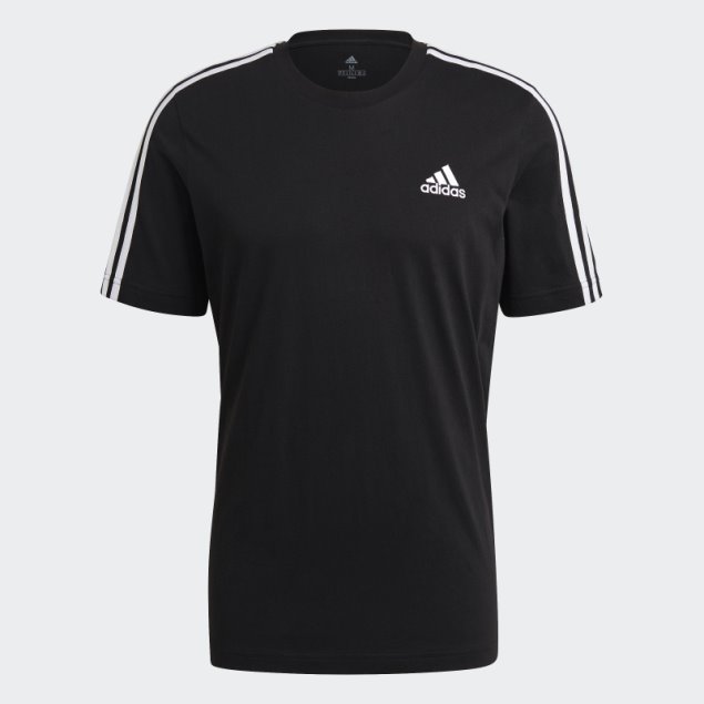 Camiseta Adidas Essentials 3 Rayas Negro Caliente