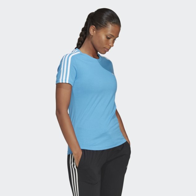 Camiseta Essentials Slim 3 Rayas Azul Adidas