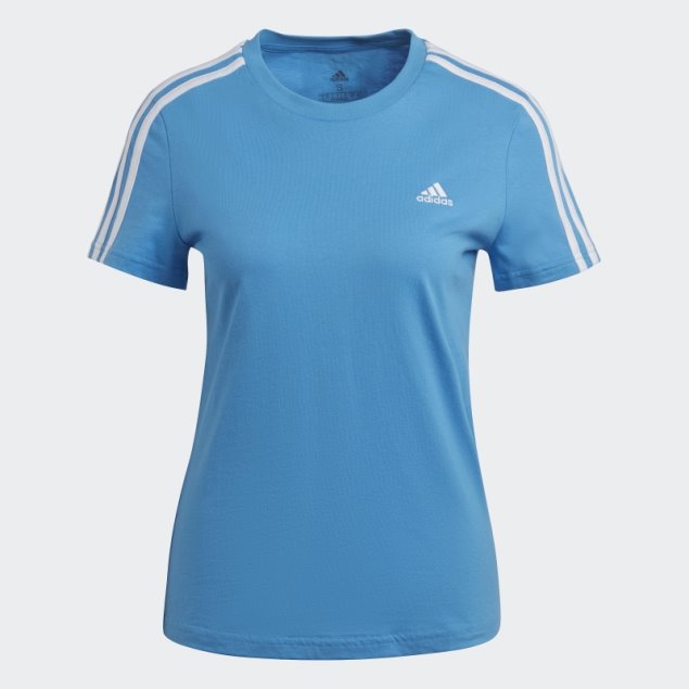 Camiseta Essentials Slim 3 Rayas Azul Adidas
