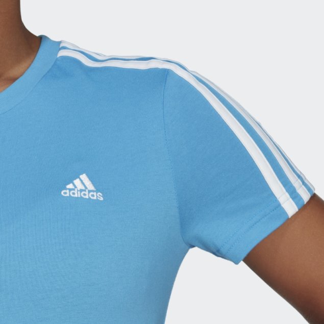 Camiseta Essentials Slim 3 Rayas Azul Adidas