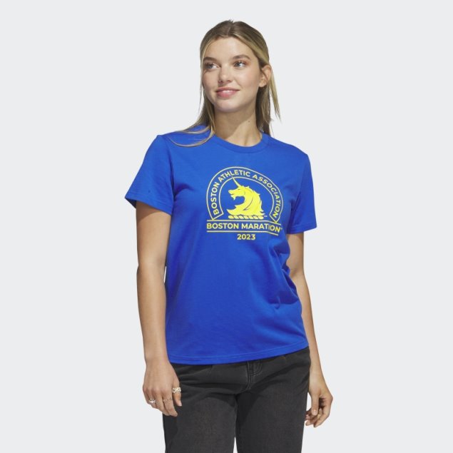 Camiseta Logo Boston Marathon 2023 Azul Adidas