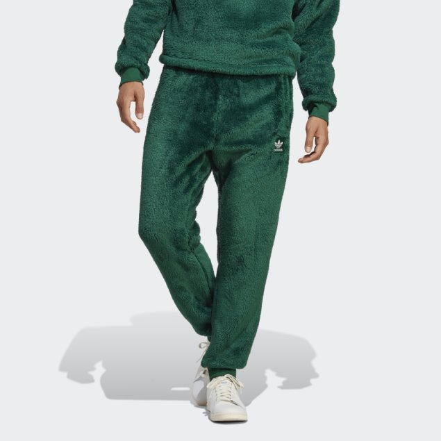Pantalón De Chándal Adidas Essentials+ Fluffy Fleece Verde Oscuro