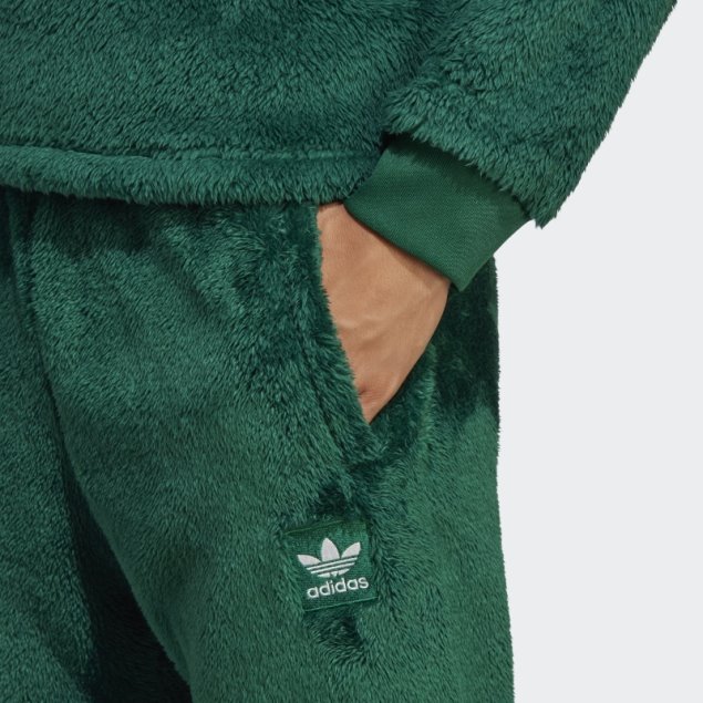 Pantalón De Chándal Adidas Essentials+ Fluffy Fleece Verde Oscuro