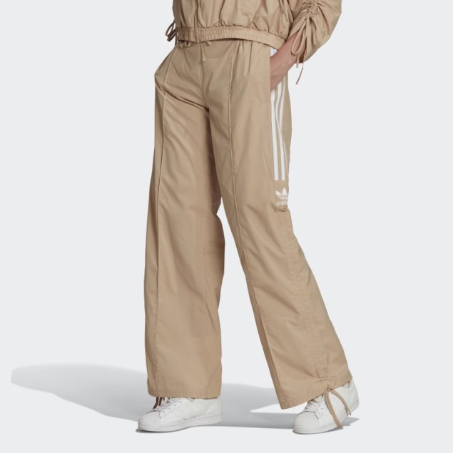 Pantalones Fruncidos De Tiro Alto Con 3 Rayas Beige Adidas