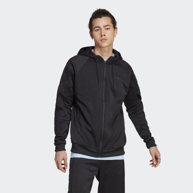Negro Adidas Rekive Chaqueta De Chándal Con Capucha De Moda