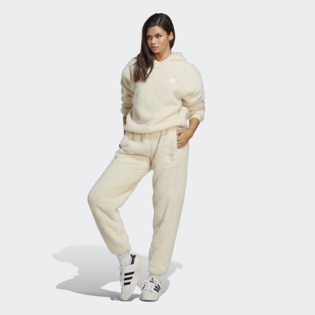 Pantalones Adidas Essentials+ Fluffy Teddy En Blanco