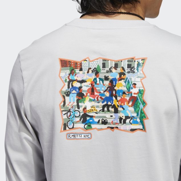 Camiseta Mettz The Steps Manga Larga Adidas Gris