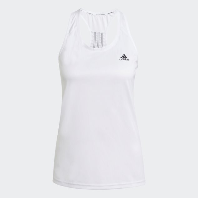 Adidas Camiseta Blanca Diseñada Para Moverse Con 3 Rayas
