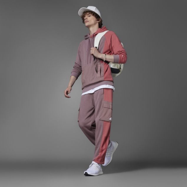 Adidas Colorblock French Terry Sudadera Con Capucha Púrpura