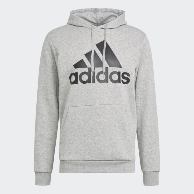 Sudadera Con Capucha Essentials De Forro Polar Con Logo Grande Adidas Gris Medio