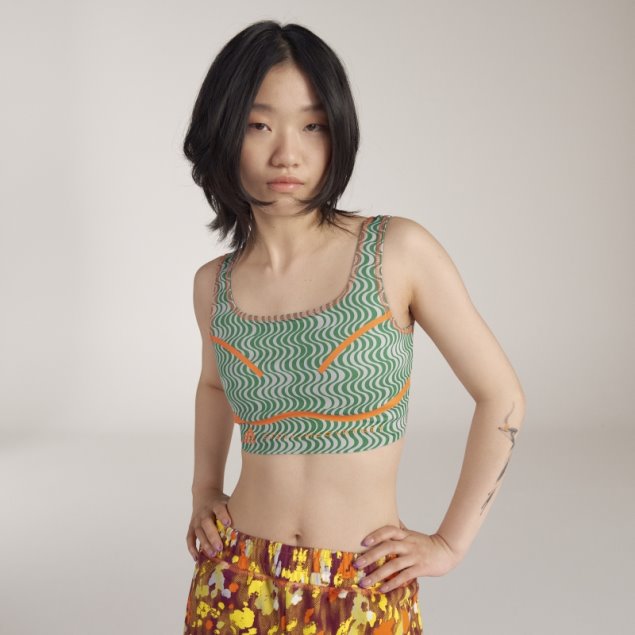 Adidas By Stella Mccartney Top Corto Estampado Truepurpose Verde Caliente