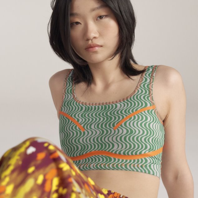 Adidas By Stella Mccartney Top Corto Estampado Truepurpose Verde Caliente