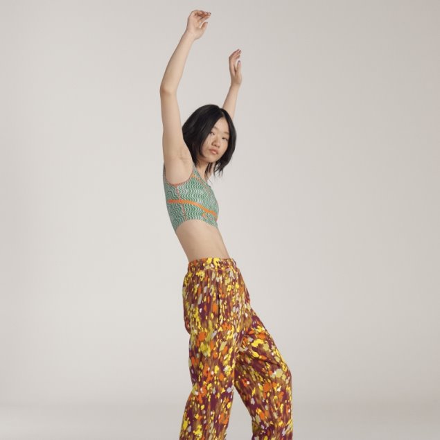 Adidas By Stella Mccartney Top Corto Estampado Truepurpose Verde Caliente