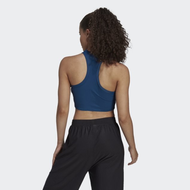 Camiseta Sin Mangas Acanalada Envuelta Yoga Studio Marino Adidas