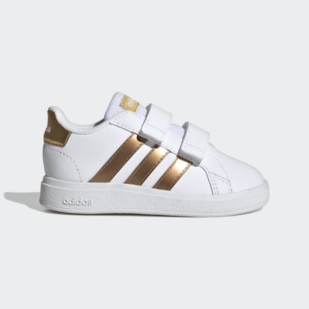 Adidas Grand Court Calzado Deportivo Con Velcro Y Estilo De Vida Sostenible Blanco Adidas