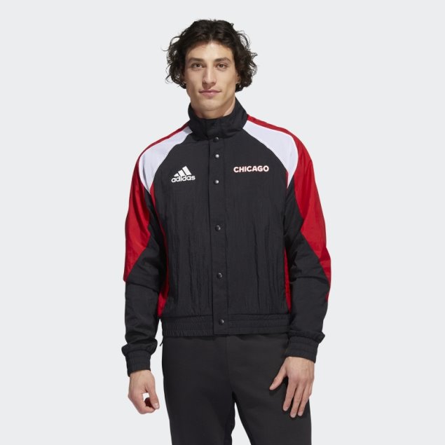 Chamarra Retro Negra Blackhawks Adidas