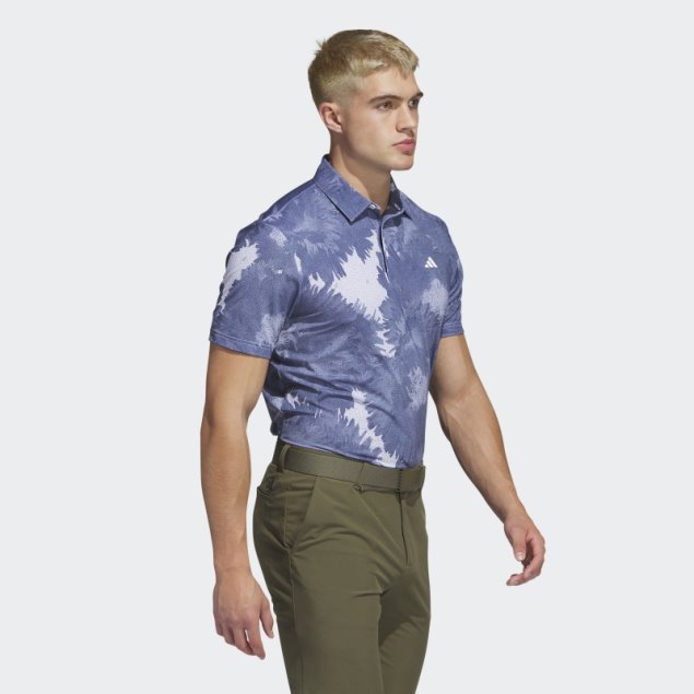 Adidas Polo De Golf De Malla Con Flores Blancas