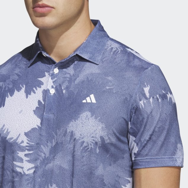 Adidas Polo De Golf De Malla Con Flores Blancas