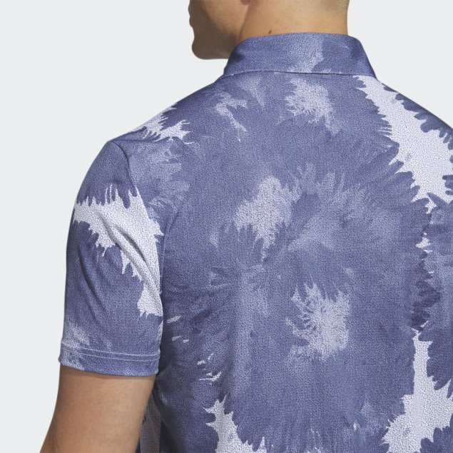 Adidas Polo De Golf De Malla Con Flores Blancas