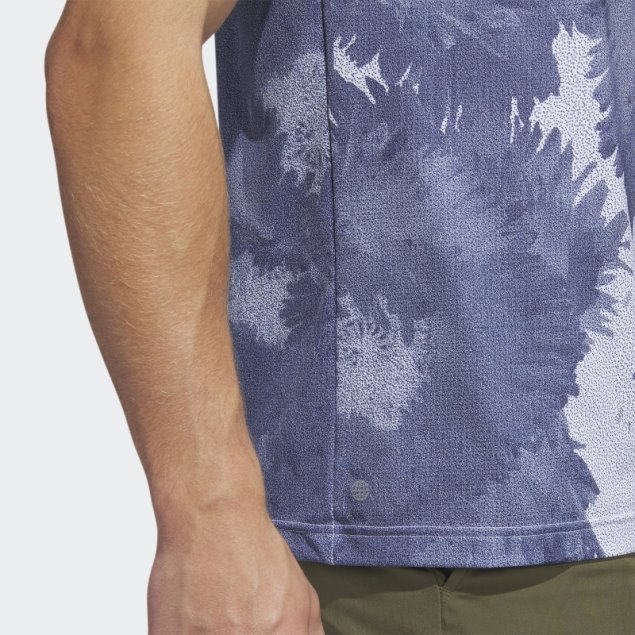 Adidas Polo De Golf De Malla Con Flores Blancas