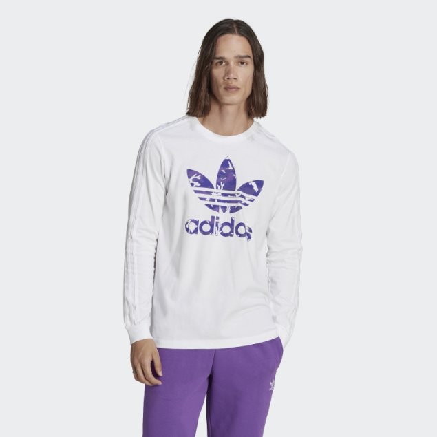 Camiseta De Manga Larga Con Rayas De Camuflaje Y Gráficos Blancos Adidas