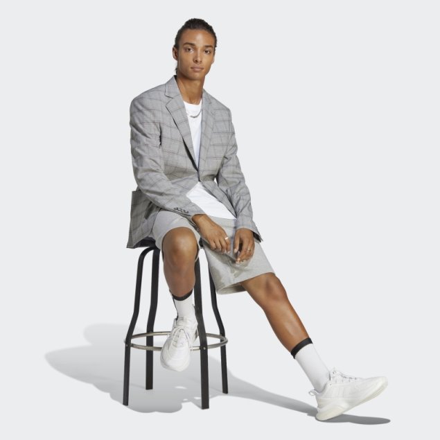 Adidas Shorts Grises Medios Con Logo Grande De Felpa Francesa