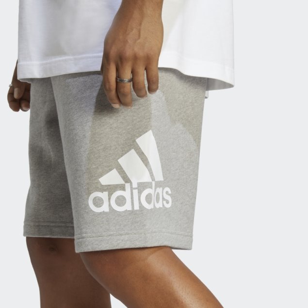 Adidas Shorts Grises Medios Con Logo Grande De Felpa Francesa