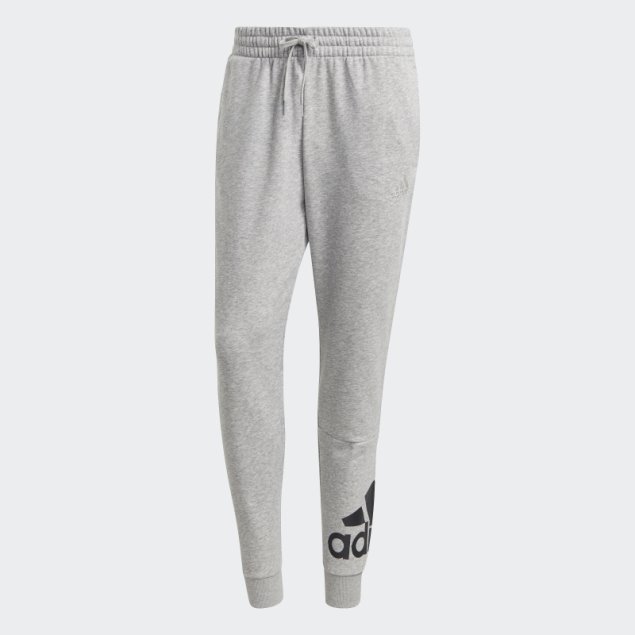 Pantalones Con Logo En Los Puños Cónicos De Rizo Francés Adidas Gris Medio