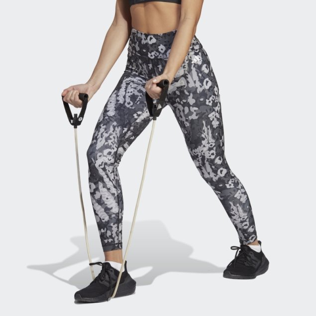 Leggings De 7/8 De Talle Alto Con Estampado Esencial De Tren Adidas Mgh Gris Sólido