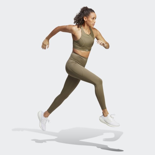 Sujetador Running De Sujeción Media Verde Oliva Adidas