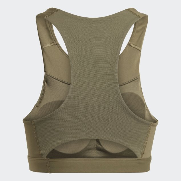 Sujetador Running De Sujeción Media Verde Oliva Adidas